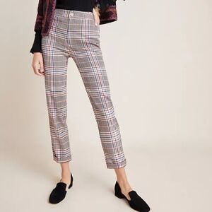 Anthropologie Malcolm Plaid Multicolor Cuffed Tapered Trousers Size 0